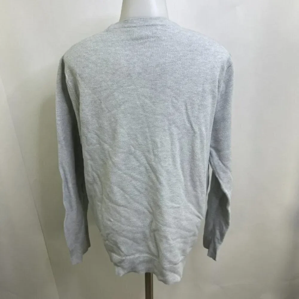 J. Crew Mercantile Cotton Pique Crewneck Sweater Long Sleeve Knitted Gray L Mens